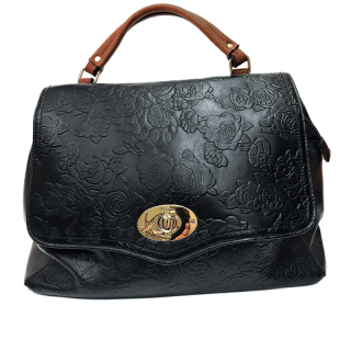 Mala preta com rosas estampadas | Kilograma