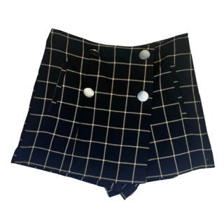 Saia calção xadrez preto e bege | Kilograma