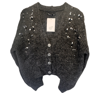 Casaco cardigan cinza com brilhantes | Kilograma