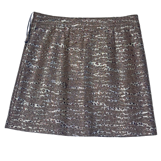 Saia castanha com padrão dourado | Kilograma