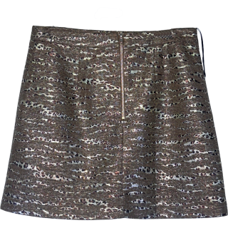 Saia castanha com padrão dourado | Kilograma