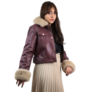 Casaco napa bordeaux com pêlo | Kilograma